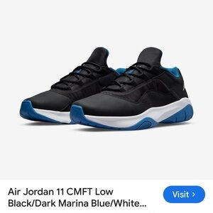 Jordan 11 CMFT Low Black and Blue Sneakers